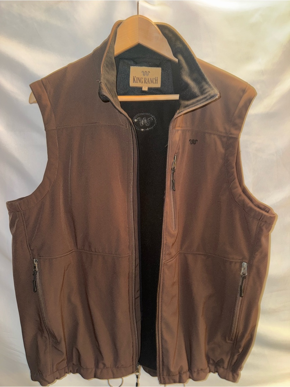 King Ranch Men’s Brown Softshell Vest with Zip Pockets